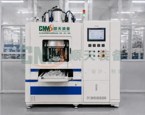 Front view of the solid-state battery cell hot-press forming machine